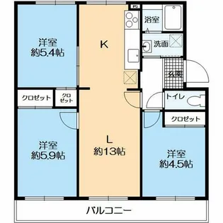 名谷8団地39号棟【5階】の間取り