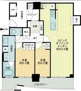 2LDKの間取り画像