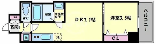 1DKの間取り画像