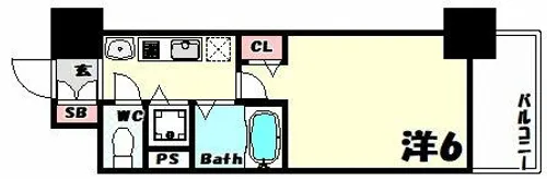 プレサンス三宮ルミネス【6階】の間取り