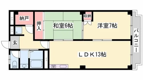 ハイツ柳井【205号室】の間取り