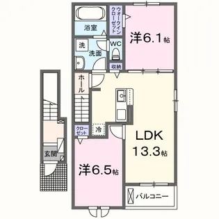 グランド オーヴェスト 妻鹿1【2階】の間取り