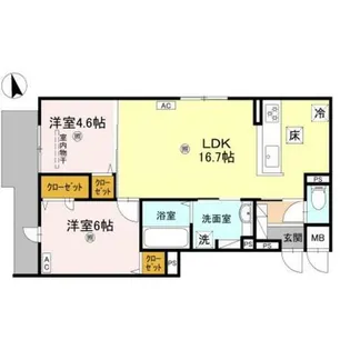 大阪府枚方市岡山手町【アパート】の間取り