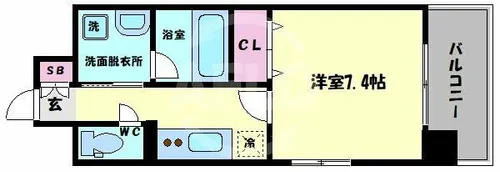 ボーベル玉造【8階】の間取り