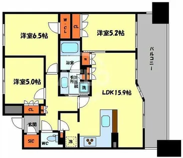 カスタリア上町台【13階】の間取り