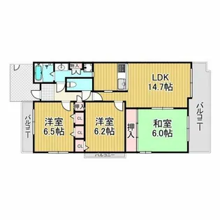 白鷹香枦園マンション【2階】の間取り
