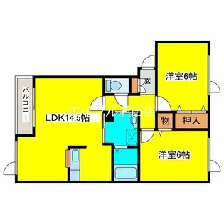 ビサイドパーク【202号室】の間取り