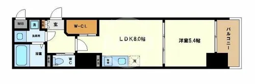 サムティ江戸堀ASUNT【15階】の間取り