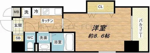 Luxe玉造Ⅱ【4階】の間取り
