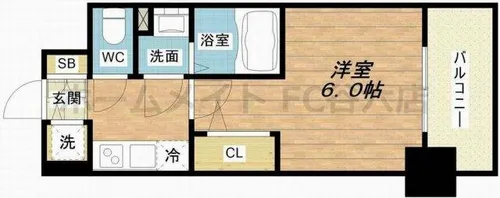 エスリード難波ザ・アーク【8階】の間取り