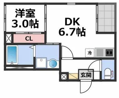 ハーモニーテラス巽西【1階】の間取り