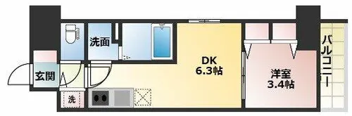 エスリードレジデンス都島デュオ【15階】の間取り