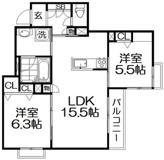 シャーメゾン シンフォニア【3階】の間取り