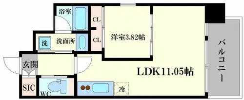 プレジオ難波【8階】の間取り