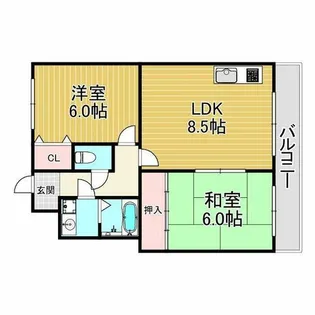 ロードハイツ甲東園【2階】の間取り