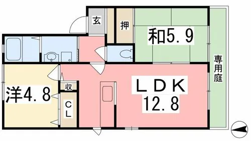 フレグランス鵤B【1階】の間取り