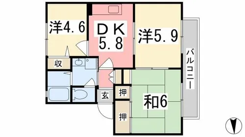 ディアス宮脇A棟【2階】の間取り