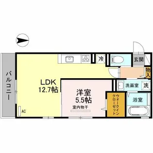 1LDKの間取り画像