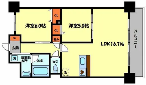 2LDKの間取り画像