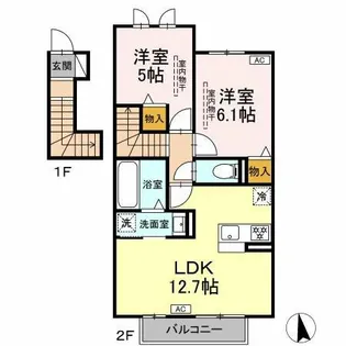 プレジール/シャルール プレジール【201号室】の間取り