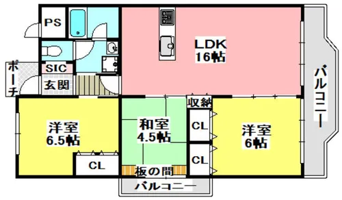 阪急南茨木ハイタウン東奈良高層住宅C棟【6階】の間取り