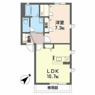ウェスト川原田B棟【103号室】の間取り