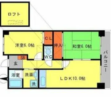 山田マンションビューテラス【6階】の間取り