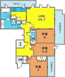 ザ・ハウス住吉本町【711号室】の間取り