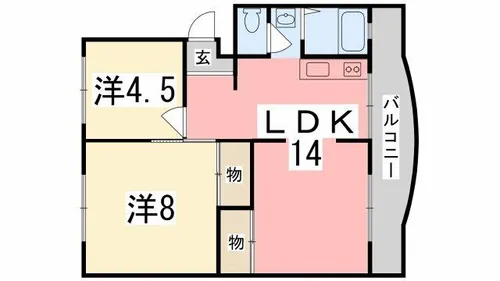 溝口ハイツ【E-2号室】の間取り