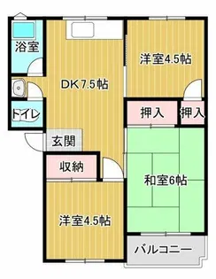 サウスヒルズ由良【102号室】の間取り