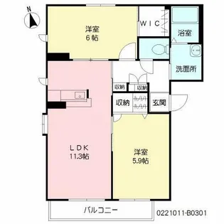 シャーメゾンJ・K B棟【3階】の間取り