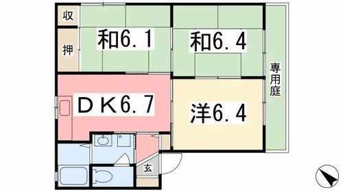 ディアス鵤A棟【1階】の間取り