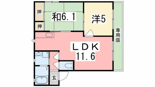 バリュージュ龍野【102号室】の間取り