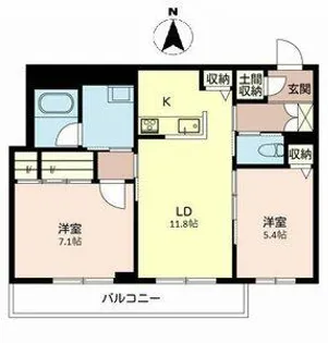 シャーメゾン フクサキ【205号室】の間取り