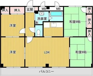 ロータリービルド南花田【401号室】の間取り