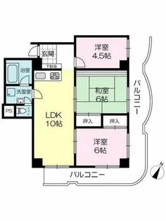 手柄コーポ1号館【3B号室】の間取り