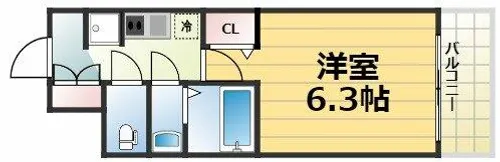 ララプレイス天王寺シエロ【6階】の間取り