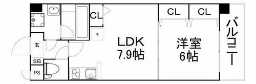 アーバンフラッツ城東【9階】の間取り