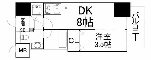大阪府大阪市中央区博労町1丁目【マンション】の間取り