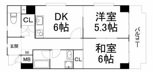 大阪府大阪市浪速区敷津西1丁目【マンション】の間取り