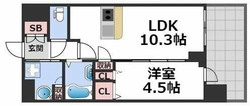 スプランディッド難波キャトル【4階】の間取り