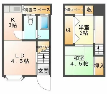 兵庫県神戸市垂水区山手4丁目【テラスハウス】の間取り