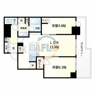 シエリアタワー大阪堀江【39階】の間取り