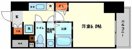 エステムコート心斎橋central【12階】の間取り