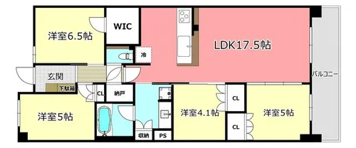 シエリア茨木東宮町【4階】の間取り