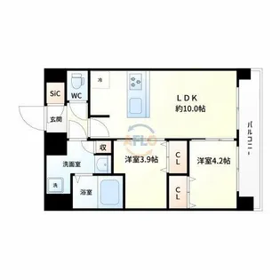 アドバンス大阪ビヤン【11階】の間取り