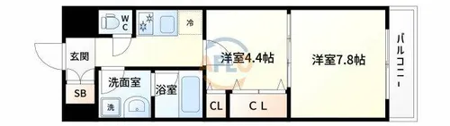 レフィーナカルム江坂【9階】の間取り
