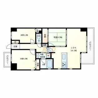 セレッソコート難波パークサイドシティ【7階】の間取り