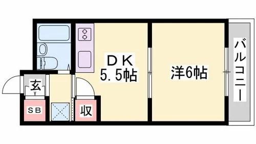サンハイツ多井田【516号室】の間取り
