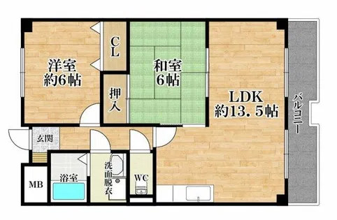 ハイツ田井城【2階】の間取り